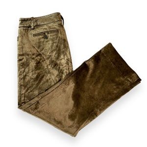 Y2K brown velvet low-rise flare pants, size 9.